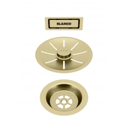 Zestaw elementów stalowych w kolorze SATIN GOLD, do armatury przelewowo-odpływowej InFino, do jednej komory Blanco Natychmiastowa wysyłka!